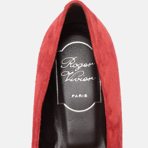 Roger Vivier Red Suede Tortoiseshell Belle Ballet Flats(made in Italy) - Picture 3 of 8